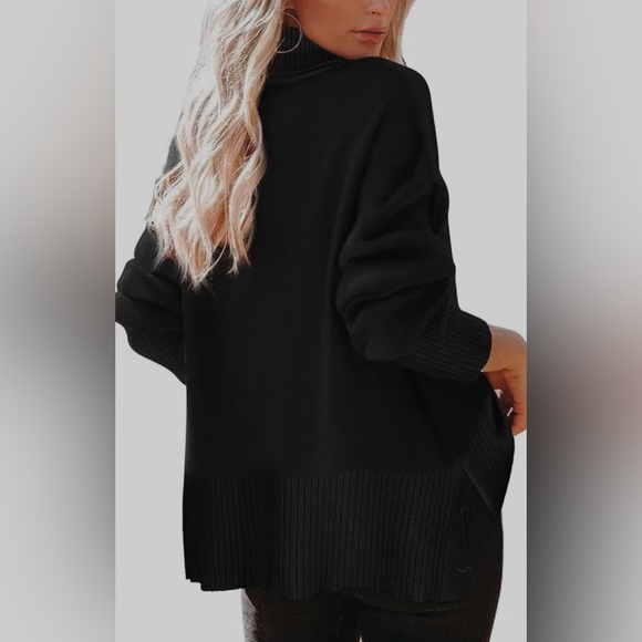 NWOT Glanzition Sweaters for Women Turtleneck Side Split Oversized Pullover - Picture 4 of 11